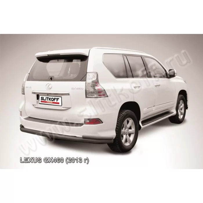 Защита заднего бампера двойная 76-42 мм чёрная для Lexus GX460 2014-2019 артикул LGX13008B