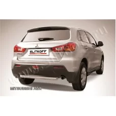 Защита заднего бампера 57 мм короткая серебристая для Mitsubishi ASX 2010-2013