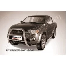 Кенгурятник 76 мм высокий серебристый для Mitsubishi L200 2006-2015