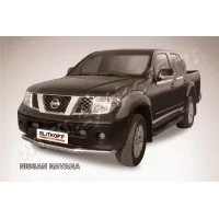 Кенгурятник 76 мм низкий серебристый для Nissan Navara 2005-2015
