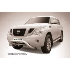 Кенгурятник 76 мм низкий широкий мини для Nissan Patrol 2010-2024