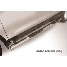 Пороги труба с накладками 76 мм для Nissan Qashqai 2014-2024