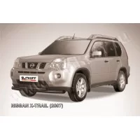 Защита передняя двойная 76-57 мм чёрная для Nissan X-Trail 2007-2011