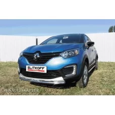 Защита переднего бампера 42 мм с надписью для Renault Kaptur 2WD 2016-2024