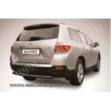 Защита заднего бампера 76 мм радиусная чёрная для Toyota Highlander 2010-2014