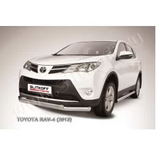 Защита передняя двойная 76-57 мм серебристая для Toyota RAV4 2013-2015