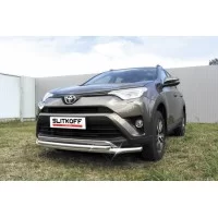Защита передняя двойная 57-42 мм серебристая для Toyota RAV4 2015-2019