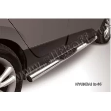 Пороги труба с накладками 76 мм серебристая для Hyundai ix35 2010-2015