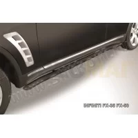 Пороги труба 57 мм с гибами чёрная для Infiniti FX35/37 2008-2014