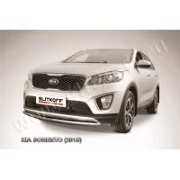 Защита переднего бампера 57 мм радиусная короткая для Kia Sorento 2015-2020