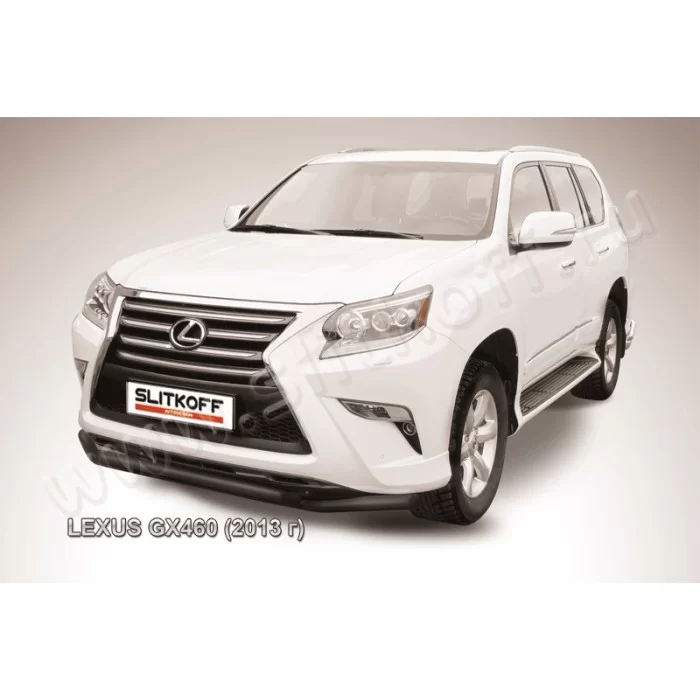 Защита передняя двойная 57-57 мм чёрная для Lexus GX460 2014-2019 артикул LGX13005B
