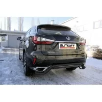 Защита заднего бампера 57 мм волна чёрная для Lexus RX-350 2015-2024