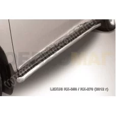 Пороги труба 57 мм с гибами серебристая для Lexus RX-270/350/450 2012-2015