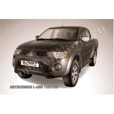 Кенгурятник 57 мм низкий чёрный для Mitsubishi L200 2006-2015