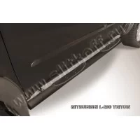 Пороги труба с накладками 76 мм чёрная для Mitsubishi L200 2006-2015