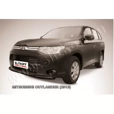 Защита передняя двойная 57-42 мм чёрная для Mitsubishi Outlander 2012-2014