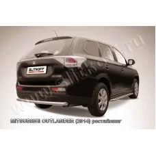 Защита заднего бампера 57 мм короткая серебристая для Mitsubishi Outlander 2014-2015
