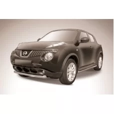 Защита переднего бампера 57 мм короткая серебристая для Nissan Juke 4WD 2010-2018