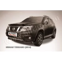 Защита передняя двойная 57-42 мм чёрная для Nissan Terrano 2014-2024