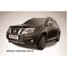 Защита передняя двойная 57-42 мм чёрная для Nissan Terrano 2014-2024