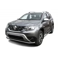 Защита переднего бампера 57 мм серебристая для Renault Duster 2021-2024