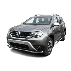 Защита переднего бампера 57 мм серебристая для Renault Duster 2021-2024