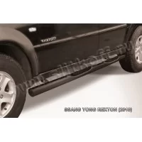 Пороги труба с накладками 76 мм чёрная для SsangYong Rexton 2007-2012
