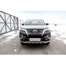 Защита передняя двойная 76-57 мм с профильной ЗК для Toyota Fortuner 2017-2020
