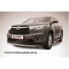 Защита переднего бампера 57 мм радиусная серебристая для Toyota Highlander 2014-2016