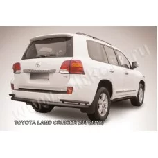 Защита заднего бампера двойная 76-42 мм чёрная для Toyota Land Cruiser 200 2012-2013