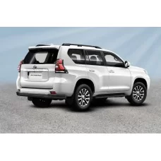 Защита заднего бампера двойная 76-42 мм чёрная для Toyota Land Cruiser Prado 150 2017-2020