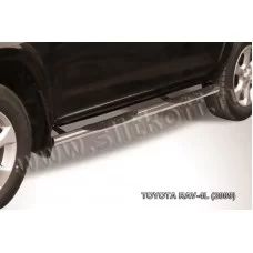Пороги труба с накладками 76 мм серебристая для Toyota RAV4 Длинная база 2009-2013