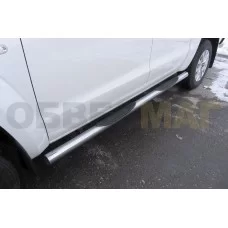 Пороги труба с накладками 76 мм серебристая для Volkswagen Amarok 2016-2024