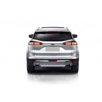 Защита заднего бампера 57 мм короткая серебристая для Geely Atlas 2018-2022