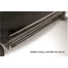 Пороги труба 76 мм чёрная для Great Wall Hover H3 New 2014-2015