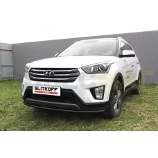 Защита переднего бампера 42 мм радиусная чёрная для Hyundai Creta 2016-2021