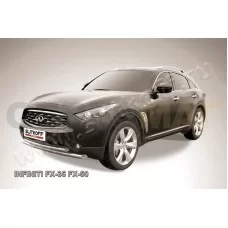 Защита передняя двойная 76-57 мм серебристая для Infiniti FX35/37 2008-2014