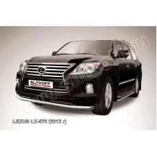 Защита переднего бампера 76 мм серебристая для Lexus LX-570 2012-2024