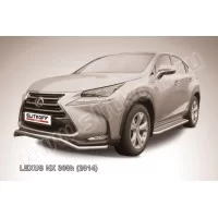 Защита переднего бампера 57 мм волна серебристая для Lexus NX-300h 2014-2017