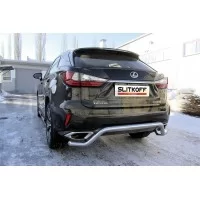 Защита заднего бампера 57 мм волна серебристая для Lexus RX-350 2015-2024