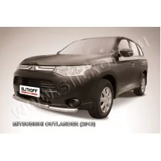 Защита передняя двойная 57-42 мм серебристая для Mitsubishi Outlander 2012-2014