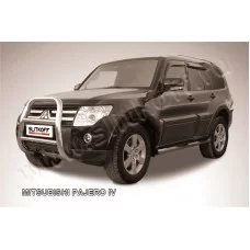 Кенгурятник 76 мм высокий серебристый для Mitsubishi Pajero 4 2006-2024