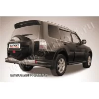 Защита заднего бампера двойная 76-42 мм чёрная для Mitsubishi Pajero 4 2006-2024