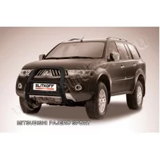 Кенгурятник 57 мм высокий чёрный для Mitsubishi Pajero Sport 1998-2007