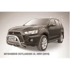 Кенгурятник 57 мм высокий серебристый для Mitsubishi Outlander 2006-2009