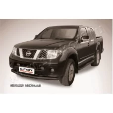 Защита переднего бампера 76 мм чёрная для Nissan Navara 2005-2015