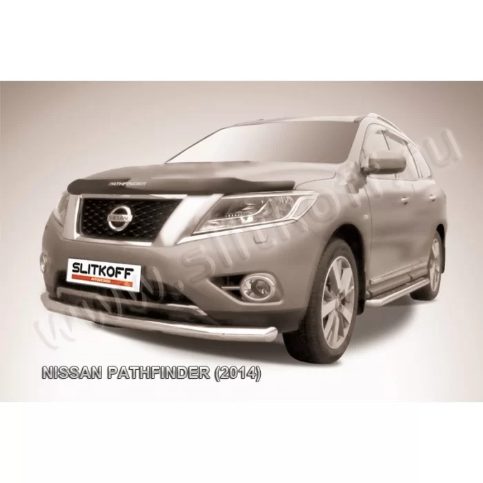 Защита переднего бампера 76 мм для Nissan Pathfinder 2014-2020 артикул NIP14004