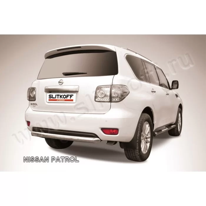 Защита заднего бампера 76 мм короткая для Nissan Patrol 2010-2024 артикул NIPAT017