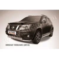 Защита передняя двойная 57-42 мм серебристая для Nissan Terrano 2014-2024