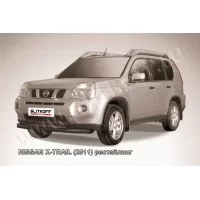 Защита передняя двойная 76-57 мм чёрная для Nissan X-Trail 2011-2015